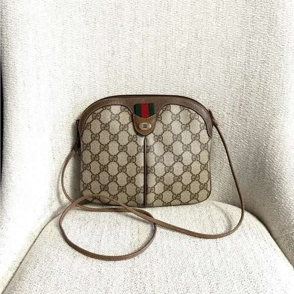 Gucci authentic brown monogram canvas crossbody bag